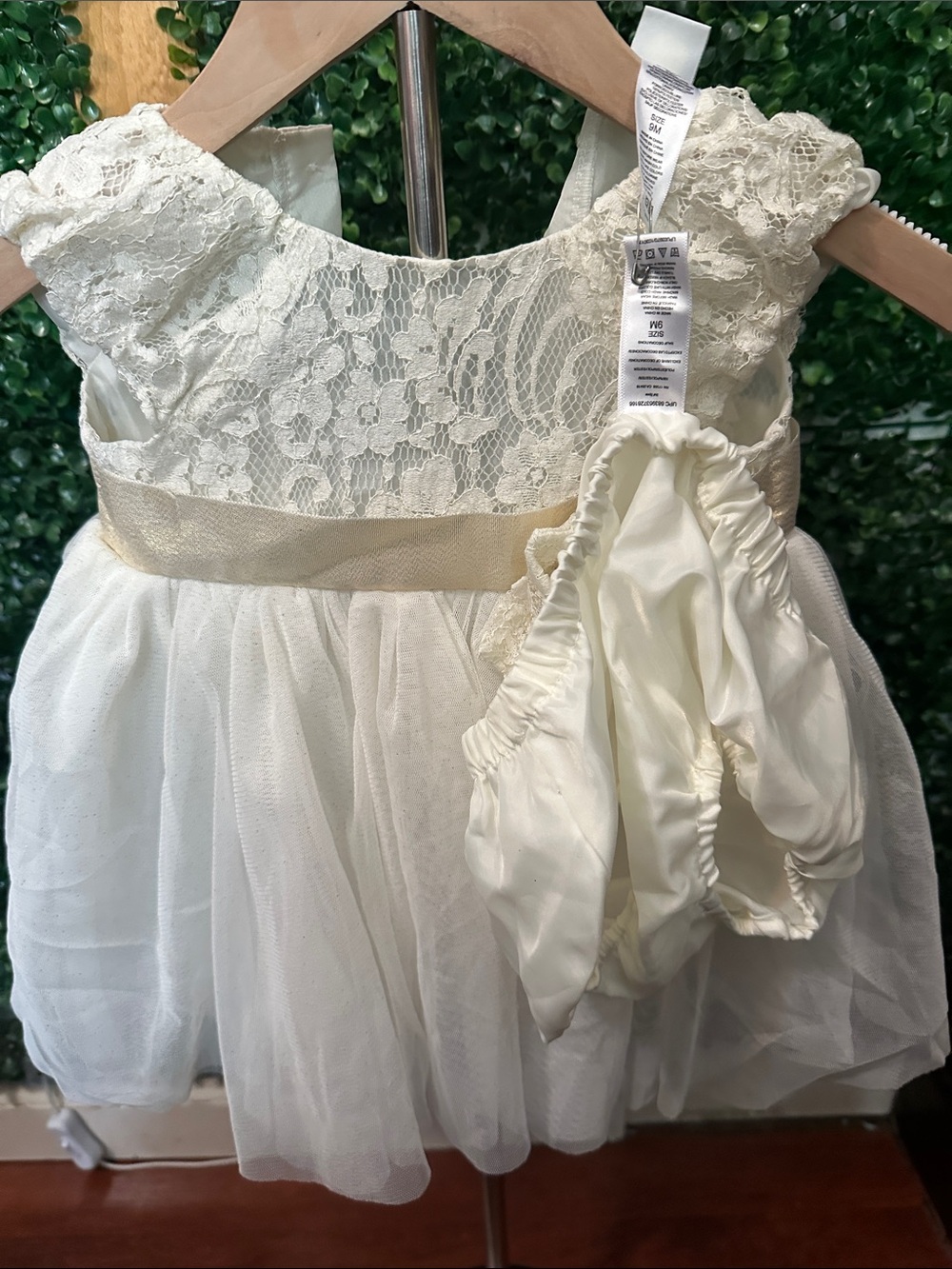 Ivory Lace and Tulle Baby Dress with Bloomers